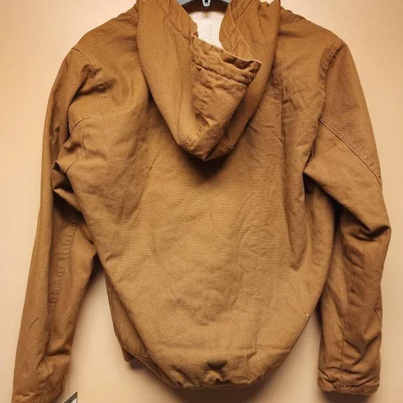 Lee Men's Hooded Zip Up Sherpa Lined Canvas Workwear Bomber Jacket - Picture 2 of 6